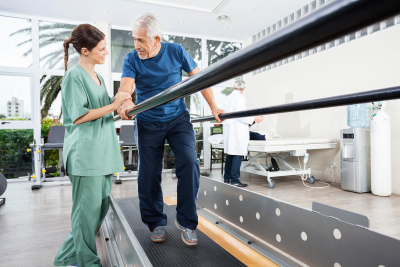 nurse assisting elderly