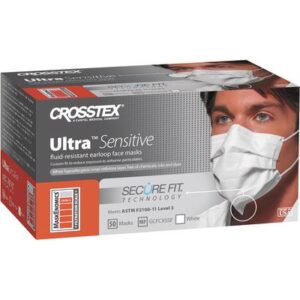 Ultra Sensitive Earloop with Secure Fit® Technology Face Masks – ASTM Level 3, White, 50/Box